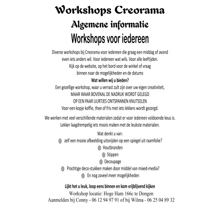 Algemene informatie over de workshops